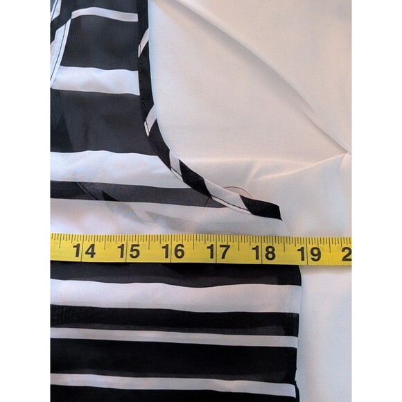 Aeropostale Womens Jr L Sheer Black White Striped Extended Back Tank Top Flowy - Picture 8 of 9
